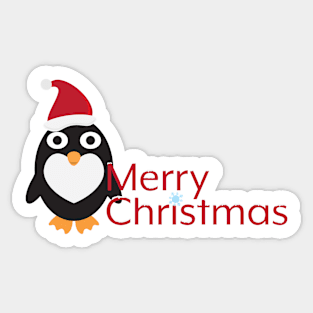 Merry Christmas with Cute Cartoon Penguin Sticker
